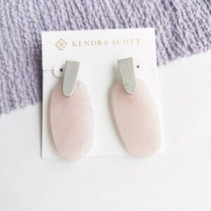 Kendra Scott Aragon Silver Earrings Rose Quartz